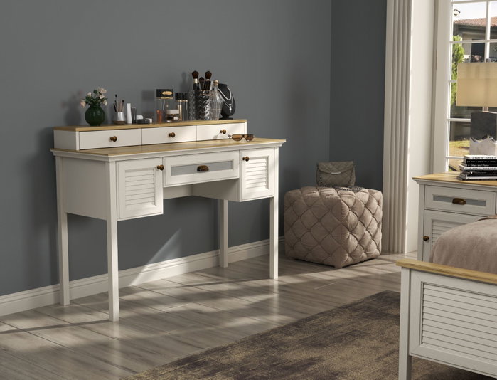 Hanah Home Mesa de Maquillaje FRN-21032 Crema, Roble y Gris Hanah Home Mesa de Maquillaje FRN-21032 Crema, Roble y Gris